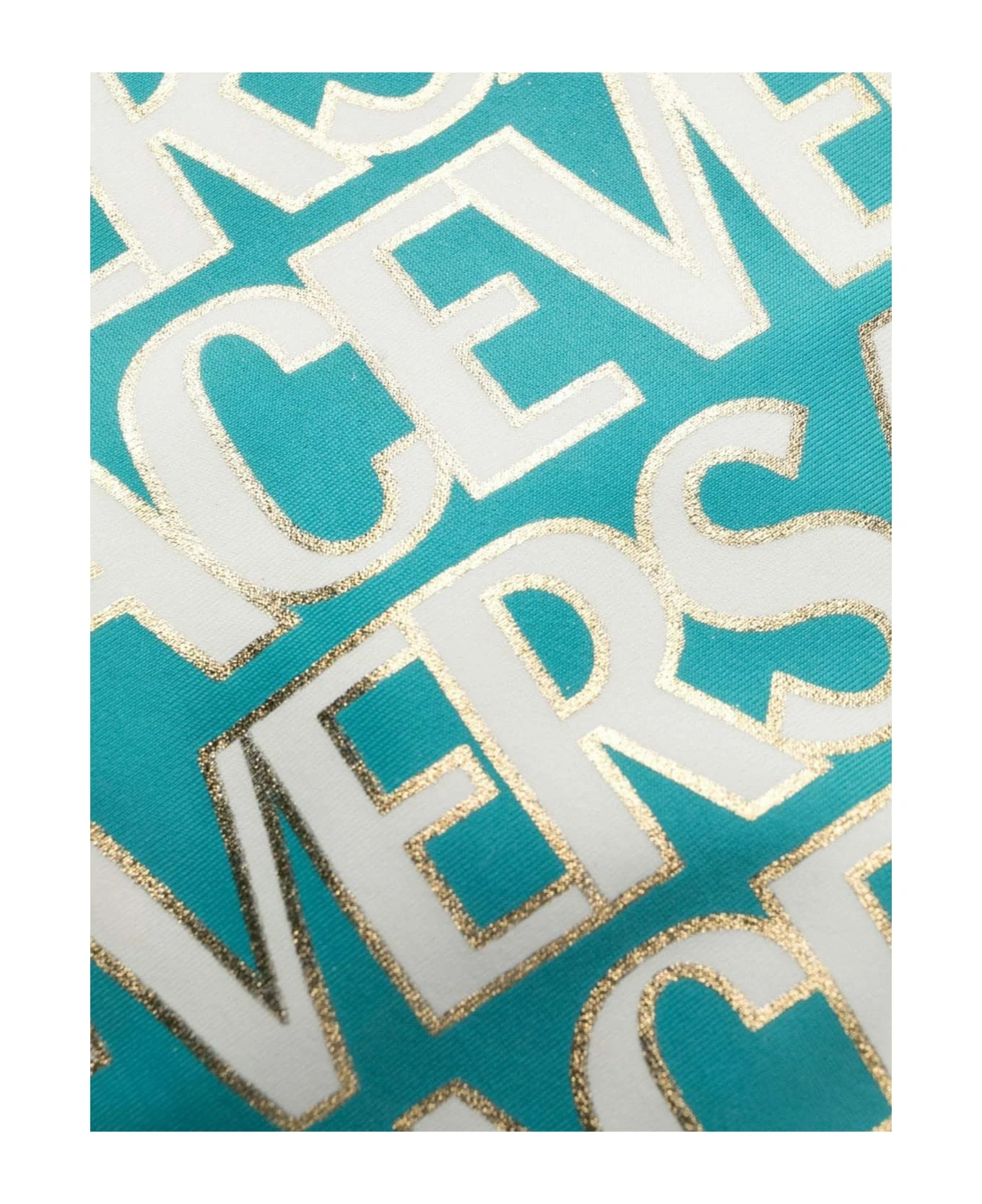 Versace Swim One-piece Lycra Vita Recycled Logomania Print Gold Outline Lamina - Image 3