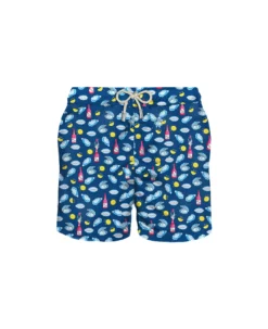 MC2 Saint Barth Man Light Fabric Swim Shorts With Oyster And Bollicine Print