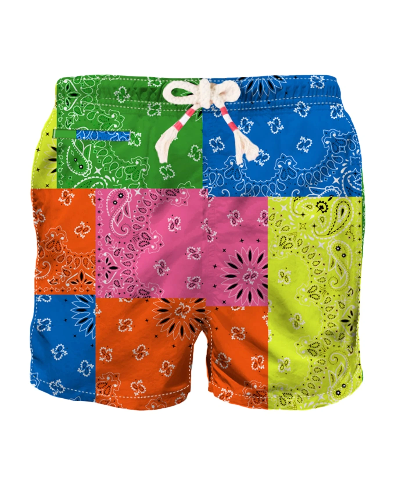 MC2 Saint Barth Man Swim Shorts With Bandanna Multicolor Print