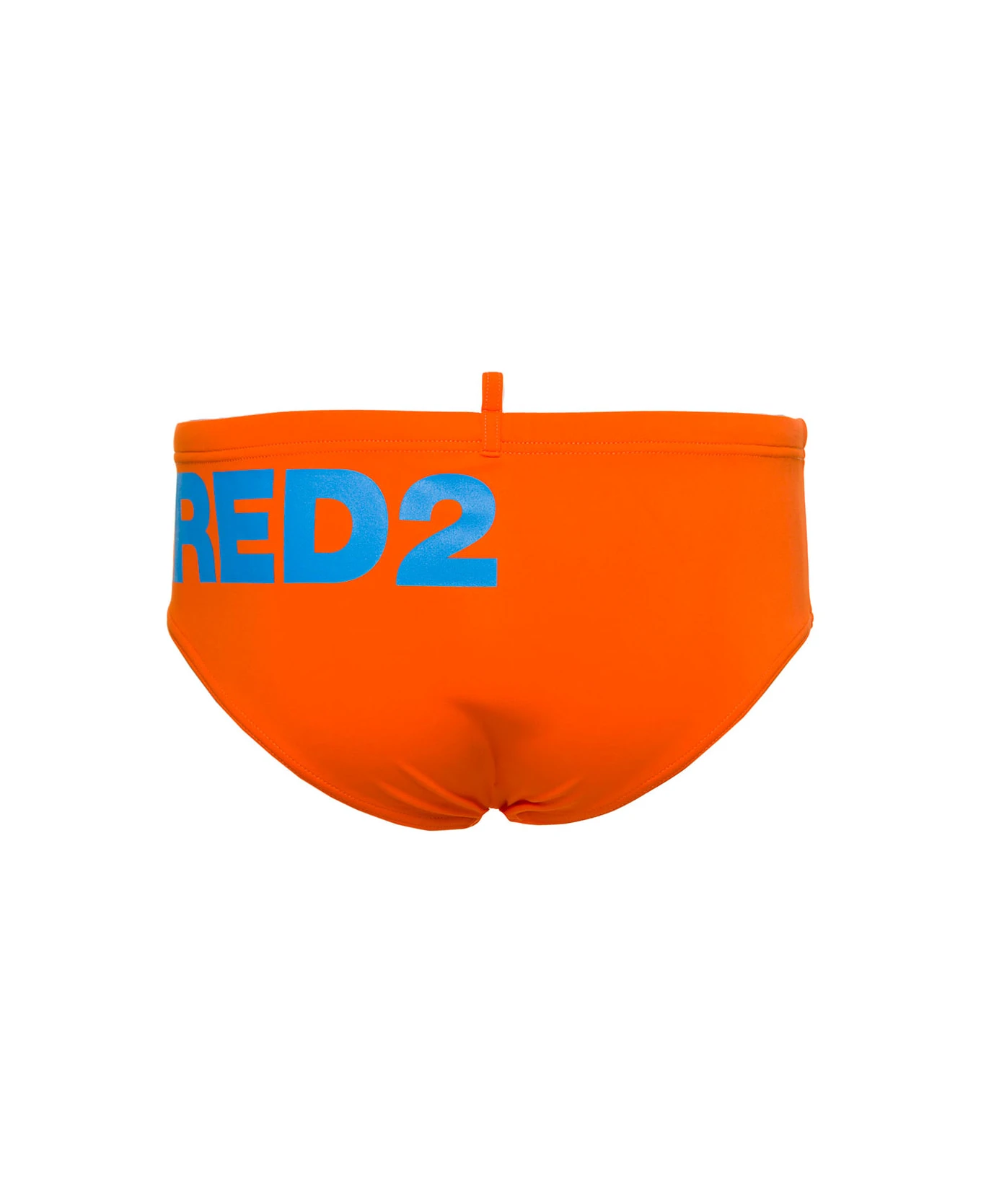 DSQUARED2 Orange Swim Briefs With Printed Logo In Polyamide Man - Image 2