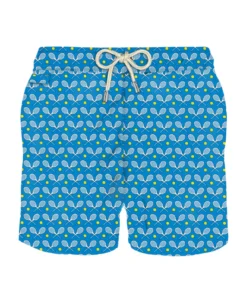 MC2 Saint Barth Man Light Fabric Swim Shorts With Rackets Print