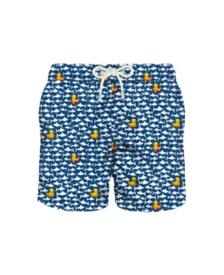 MC2 Saint Barth Light Fabric Man Swim Shorts Duckies And Sharks Print