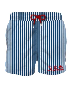 MC2 Saint Barth Man Classic Swim Shorts With White And Blue Stripes
