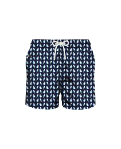 MC2 Saint Barth Man Swim Shorts Penguins Micro Print