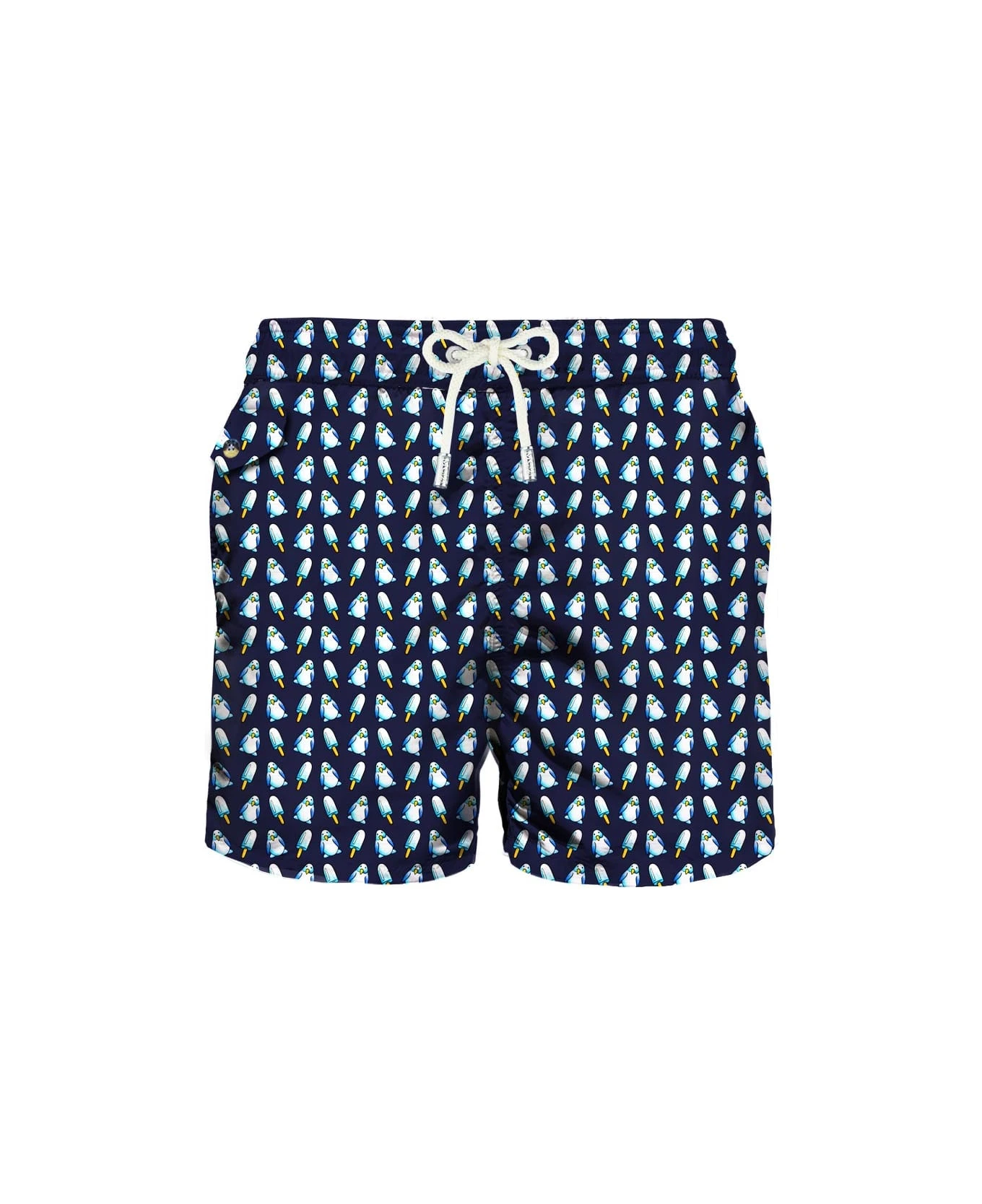 MC2 Saint Barth Man Swim Shorts Penguins Micro Print