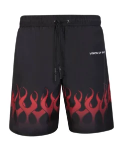 Vision Of Super Black/red Flames Swim Shorts