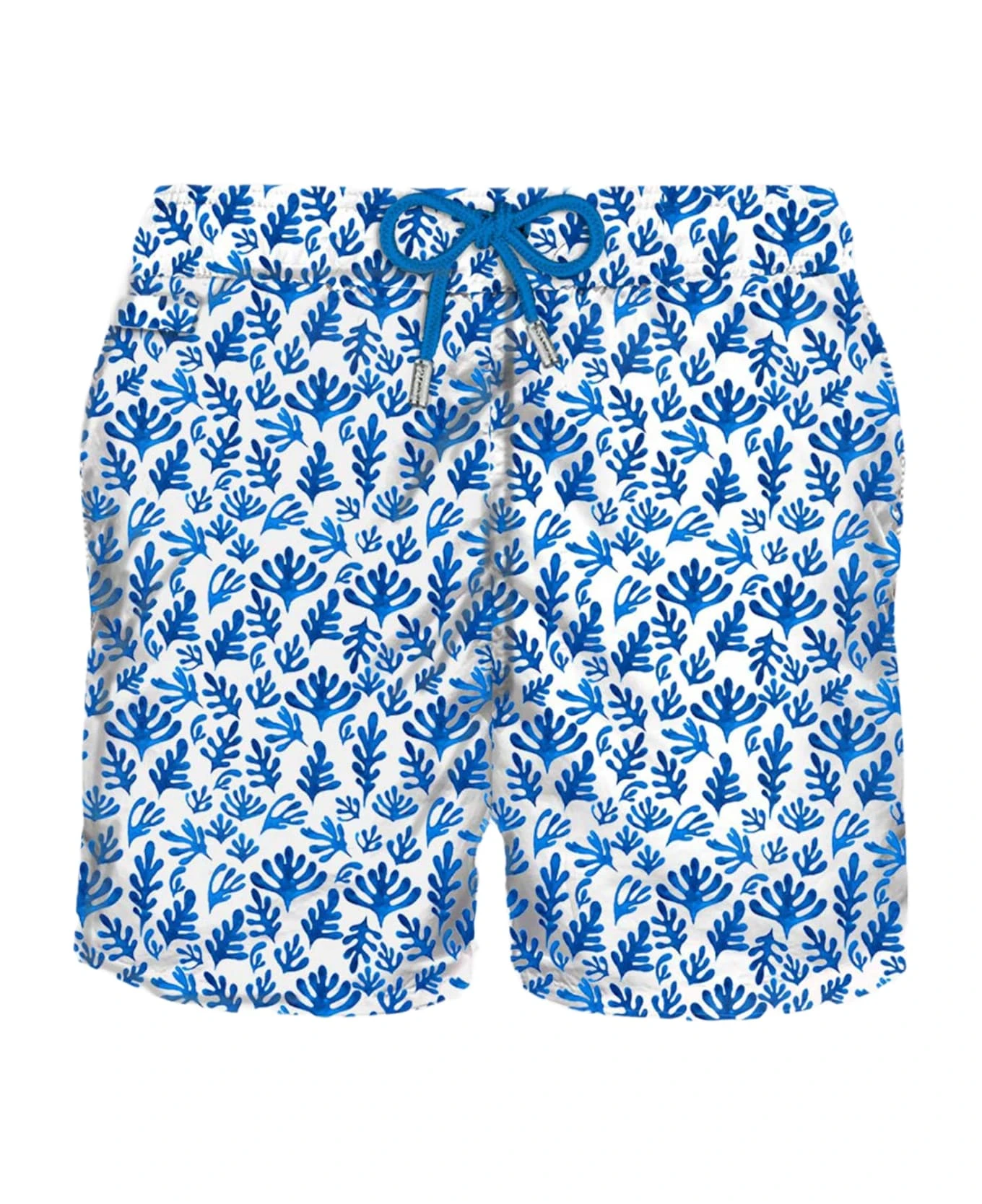 MC2 Saint Barth Man Light Fabric Swim Shorts With Blue Leaves Print