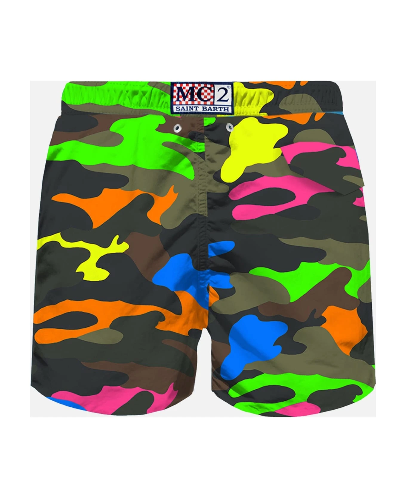 MC2 Saint Barth Man Light Fabric Swim Shorts With Fluo Camouflage Print - Image 2