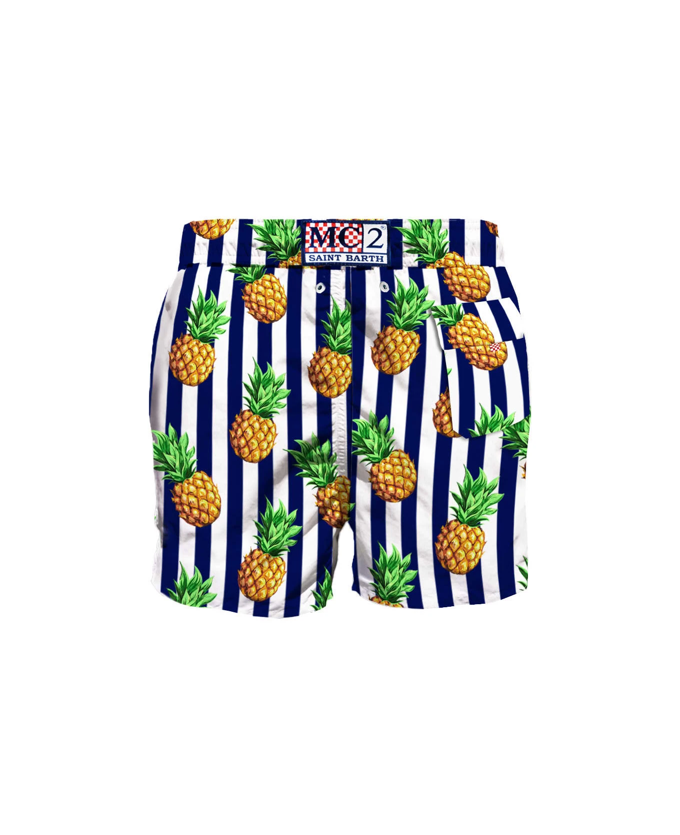 MC2 Saint Barth Striped Swim Shorts With Pineapple Print - Image 2