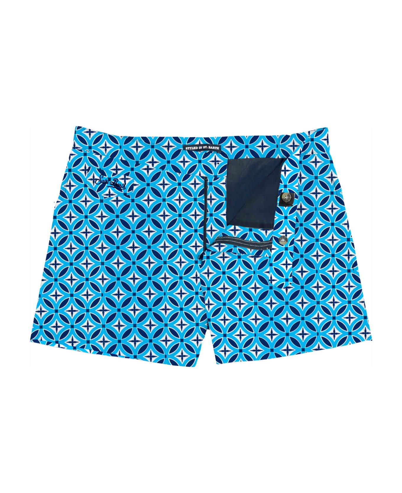 MC2 Saint Barth Man Swim Shorts With Tie Print