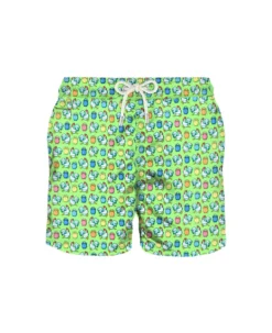 MC2 Saint Barth Light Fabric Man Swim Shorts Roosters Print