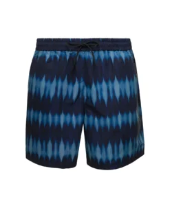 A.P.C. 'bobby' Blue Swim Trunks With Tie-dye Print And Drawstring In Nylon Man