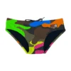MC2 Saint Barth Man Swim Briefs With Multicolor Camouflage Print