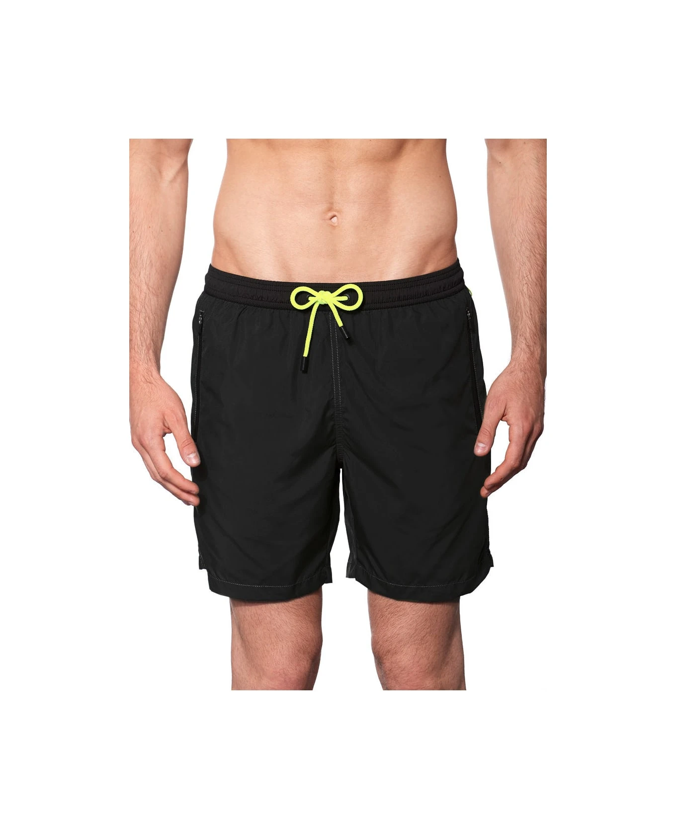 MC2 Saint Barth Man Black Zipped Swim Shorts