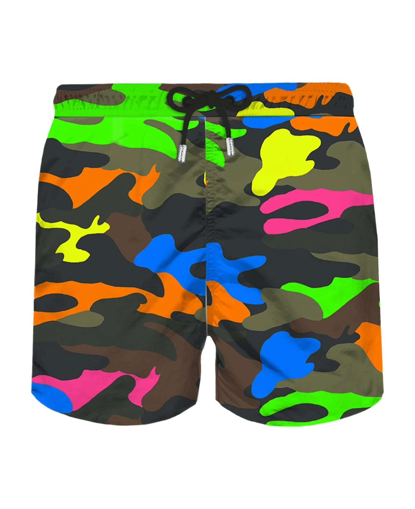 MC2 Saint Barth Man Light Fabric Swim Shorts With Fluo Camouflage Print