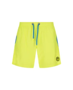 BARROW Fluo Yellow Swim Shorts With Logo Print