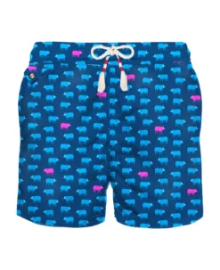 MC2 Saint Barth Man Light Fabric Swim Shorts With Pigs Print