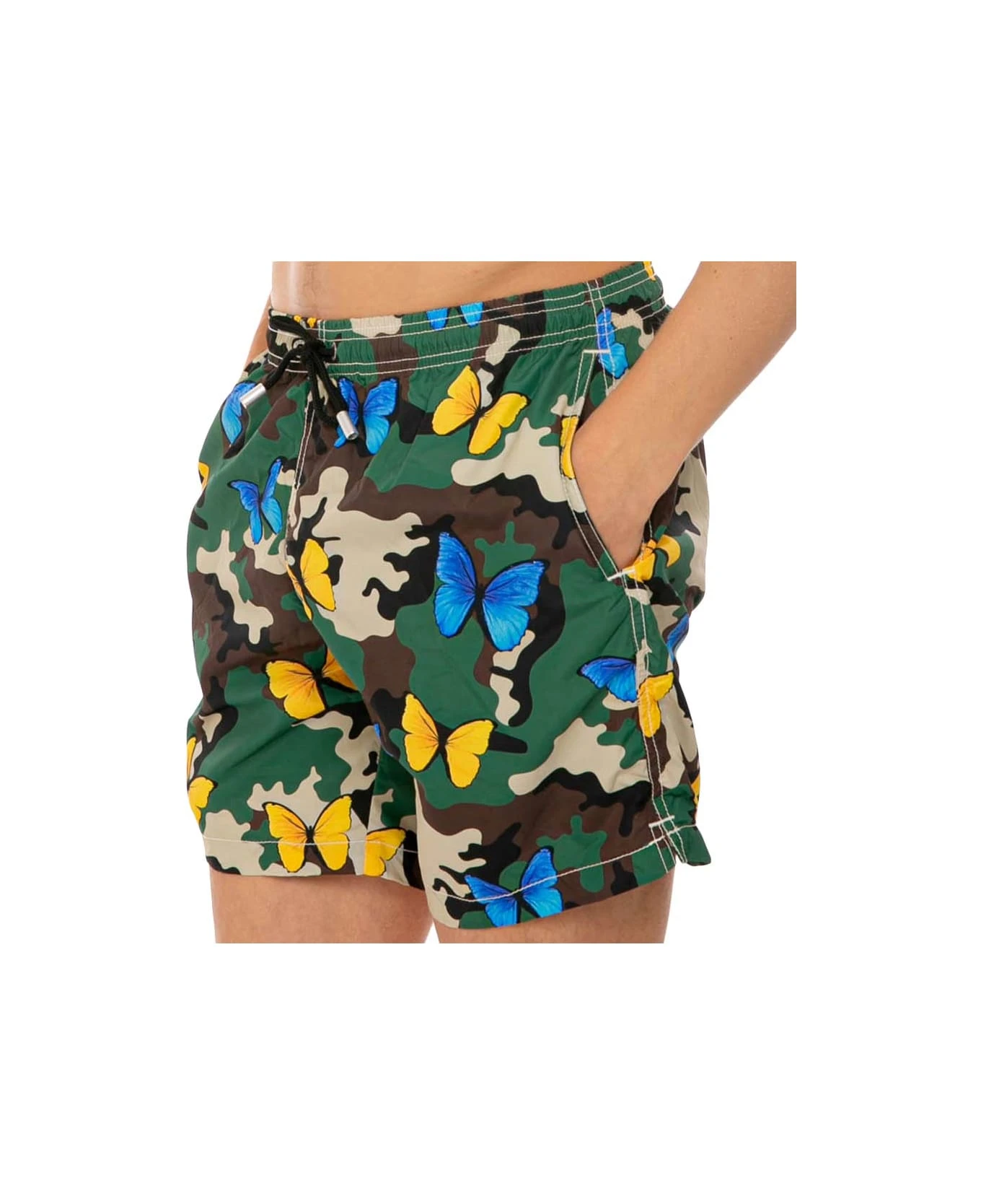 MC2 Saint Barth Light Fabric Man Swim Shorts Butterfly And Camouflage Print - Image 4