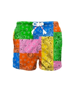 MC2 Saint Barth Man Swim Shorts With Multicolor Bandanna Print