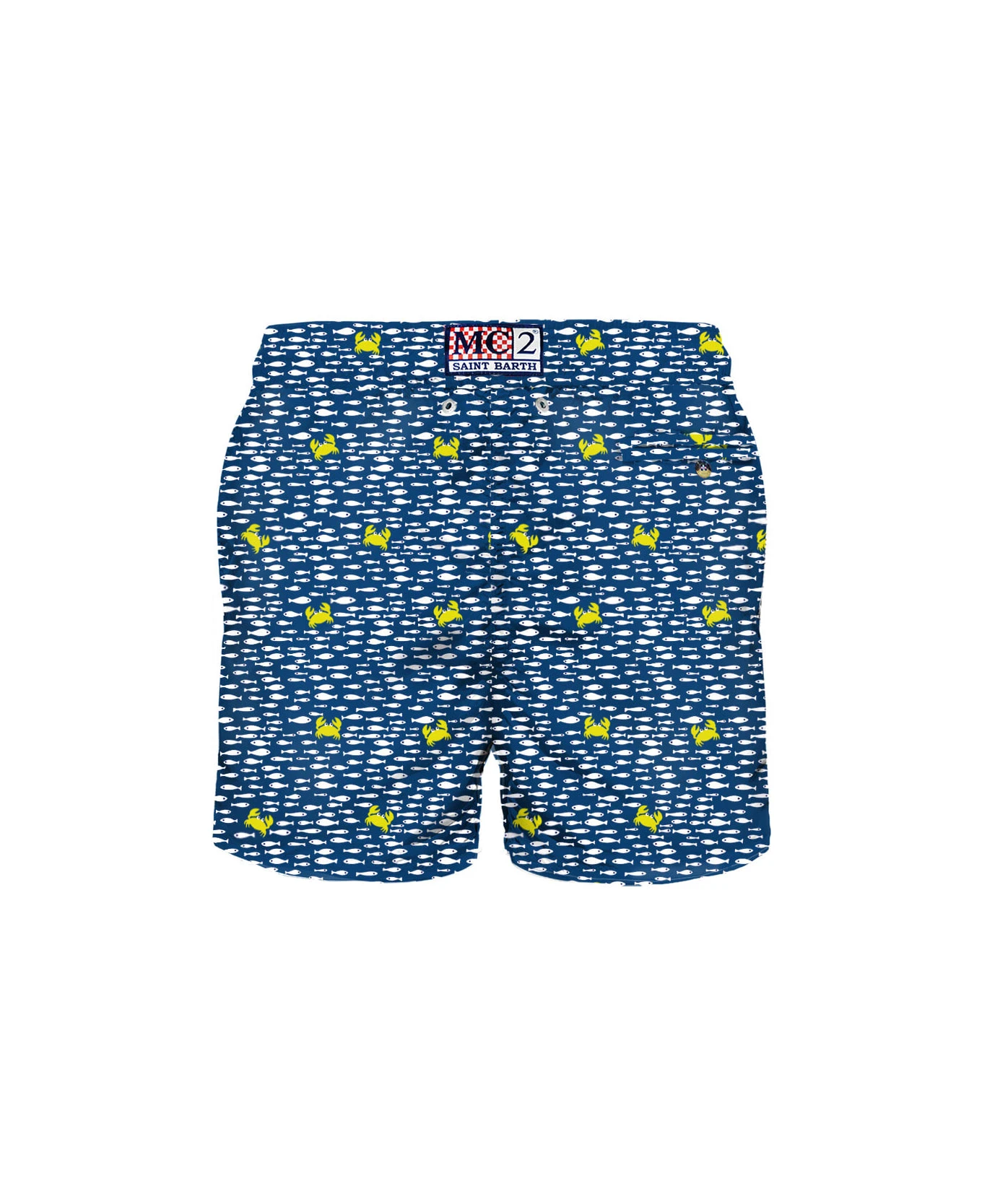MC2 Saint Barth Man Light Fabric Swim Shorts With Fish & Crab Print - Image 2