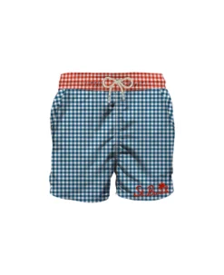 MC2 Saint Barth Man Swim Shorts Gingham Print With Pocket