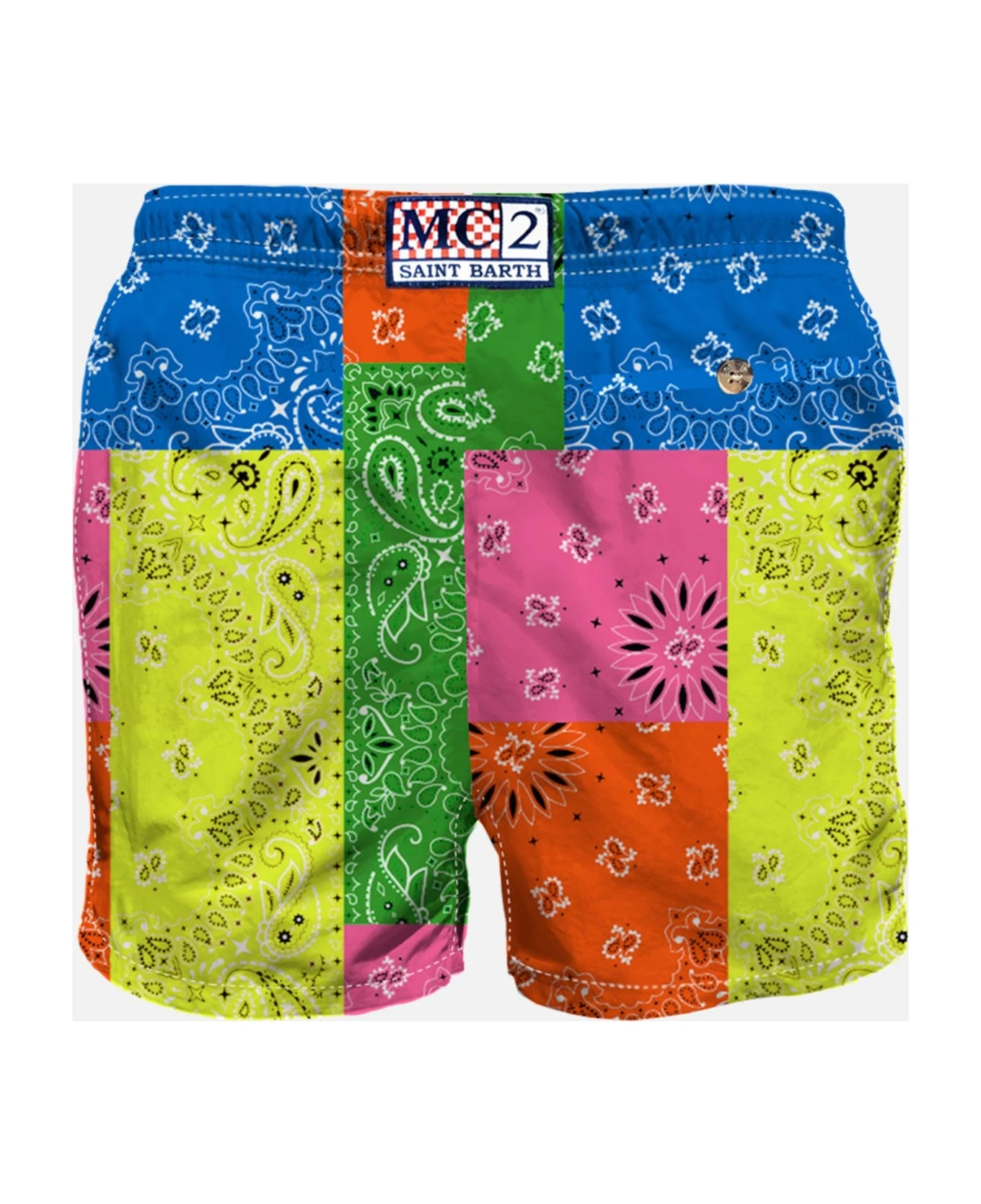 MC2 Saint Barth Man Swim Shorts With Bandanna Multicolor Print - Image 2
