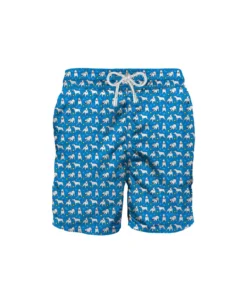 MC2 Saint Barth Light Fabric Long Swim Shorts Bull Terrier Print