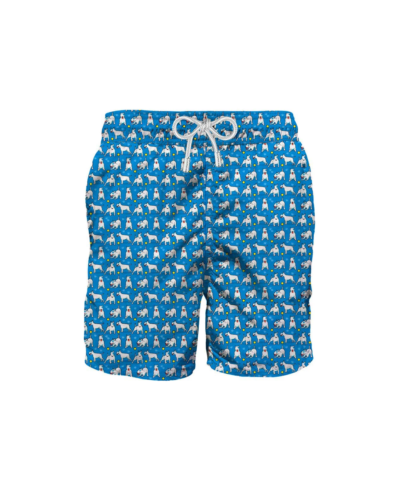 MC2 Saint Barth Light Fabric Long Swim Shorts Bull Terrier Print