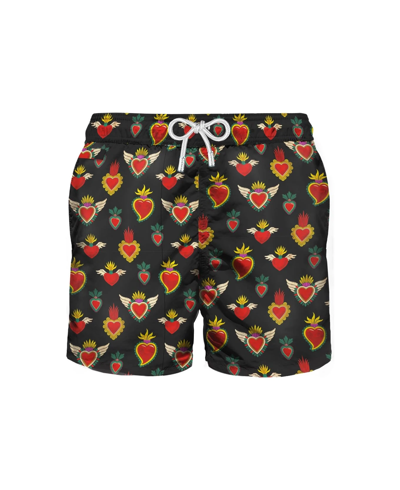 MC2 Saint Barth Light Fabric Man Swim Shorts Sacred Hearts Print