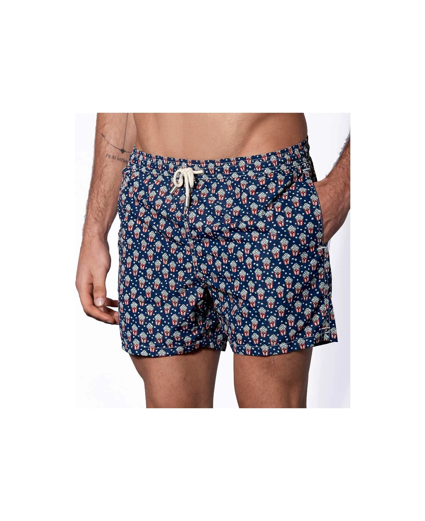 MC2 Saint Barth Man Light Fabric Swim Shorts With Pop Corn Print - Image 3