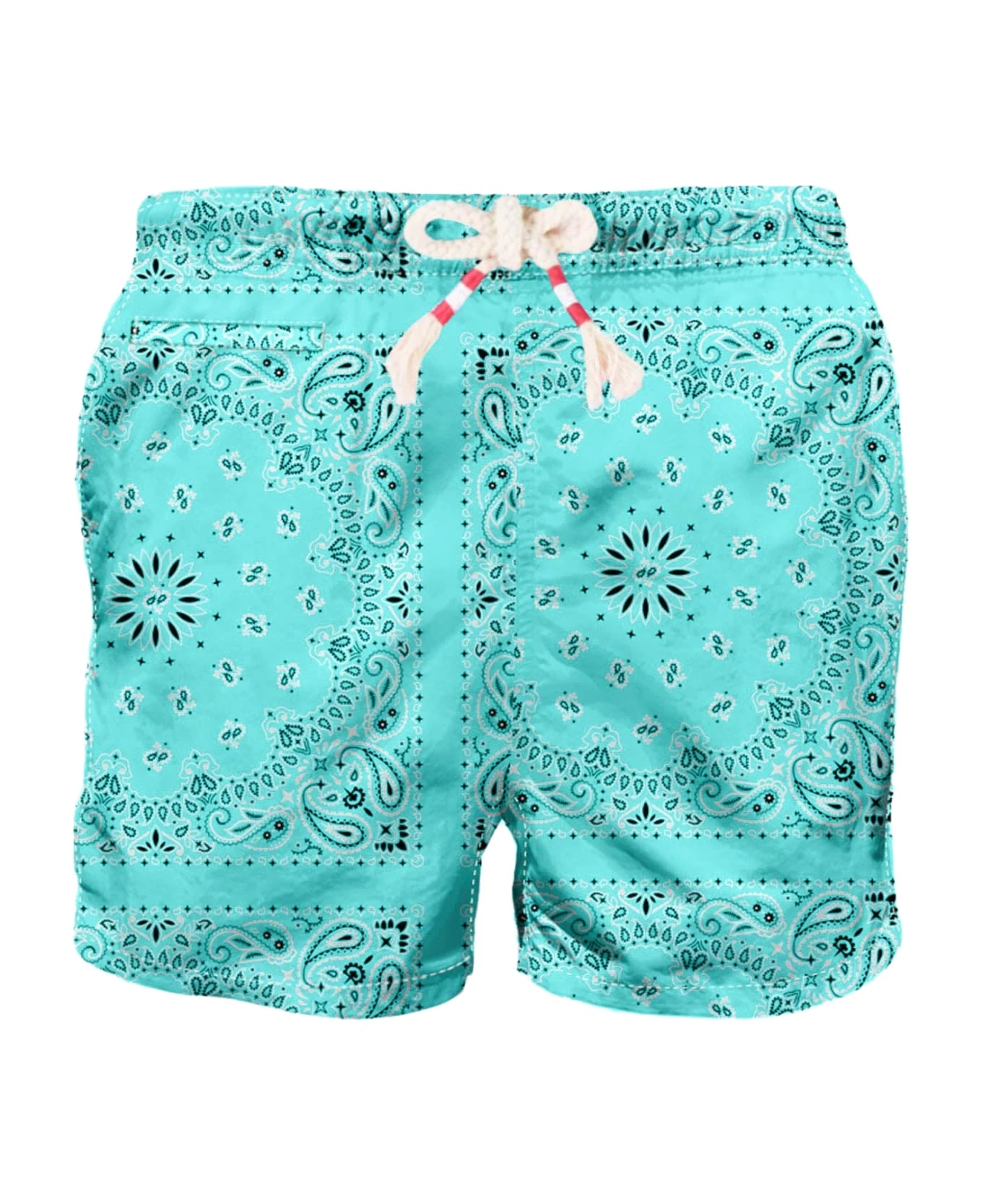 MC2 Saint Barth Man Swim Shorts With Water Green Bandanna Print