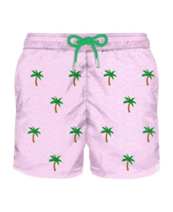 MC2 Saint Barth Man Light Fabric Swim Shorts With Palm Embroidery