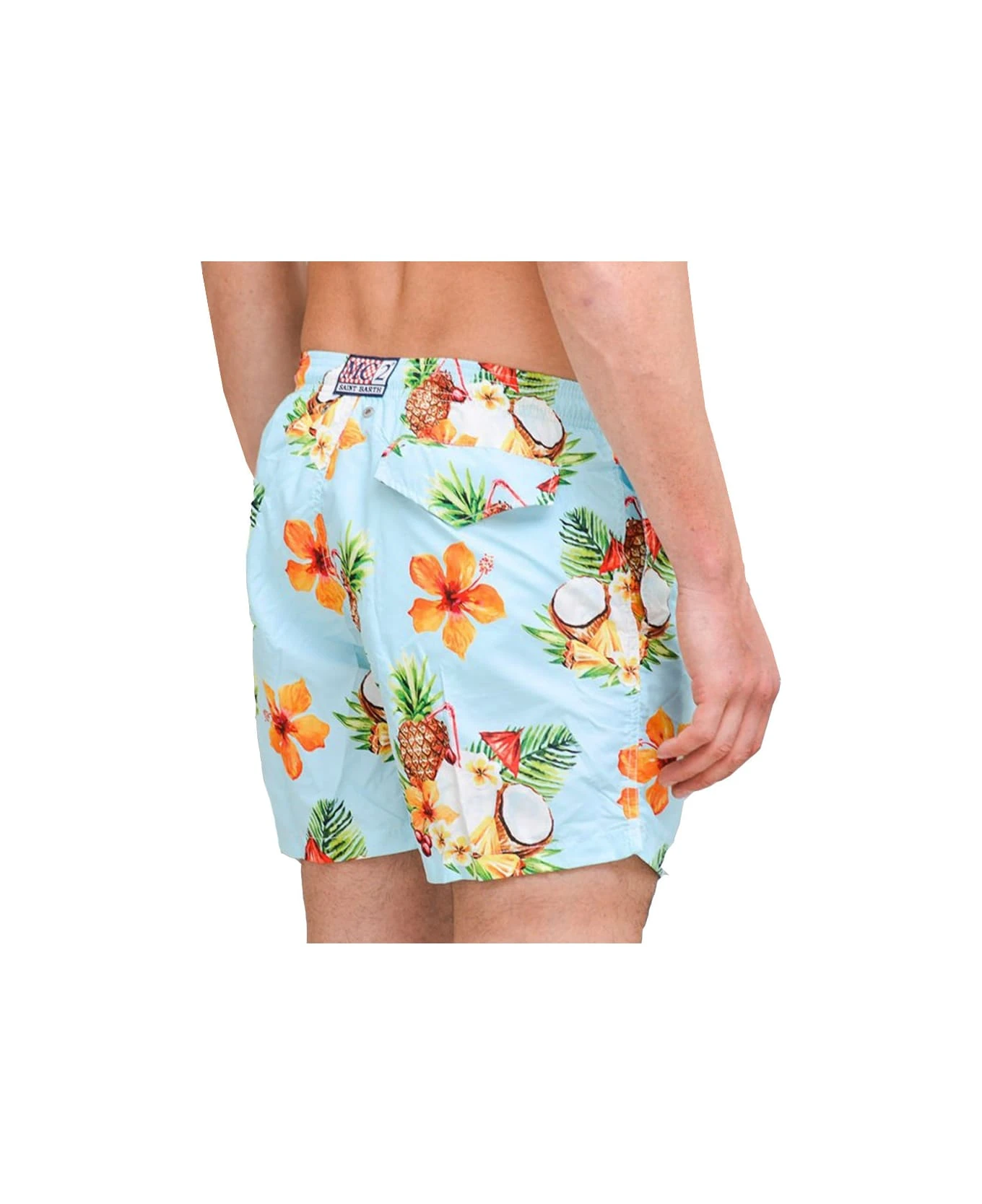 MC2 Saint Barth Light Fabric Man Swim Shorts Coconut And Pineapple Print - Image 3