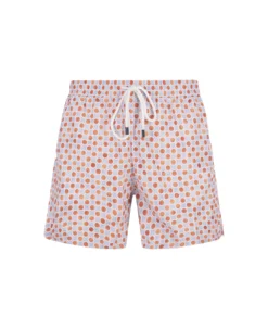 Swim Shorts With Two-tone Flower And Polka Dot Pattern
