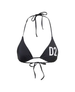 DSQUARED2 Black Swim Triangle Bikini With Lettering In Nylon Stretch Woman