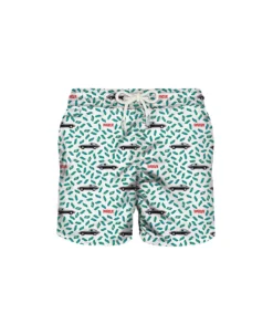MC2 Saint Barth Man Light Fabric Swim Shorts With Car And Money Print | Diabolik Special Edition