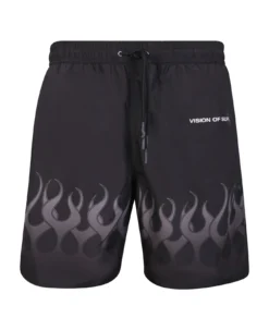 Vision Of Super Black/gray Flames Swim Shorts