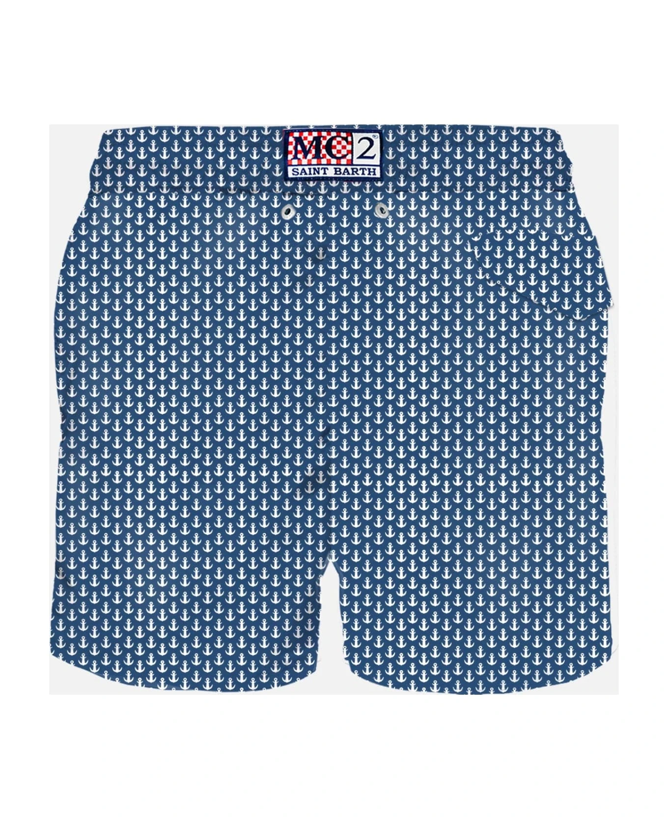 MC2 Saint Barth Man Light Fabric Swim Shorts With Anchor Print - Image 2