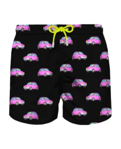 MC2 Saint Barth Man Light Fabric Swim Shorts With Cars Print | Marco Lodola Special Edition
