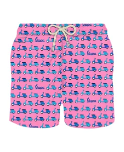 MC2 Saint Barth Man Light Fabric Swim Shorts With Vespa Print | Vespa® Special Edition