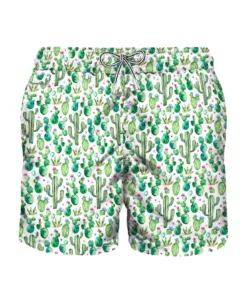 MC2 Saint Barth Light Fabric Man Swim Shorts Prickly Plant Print
