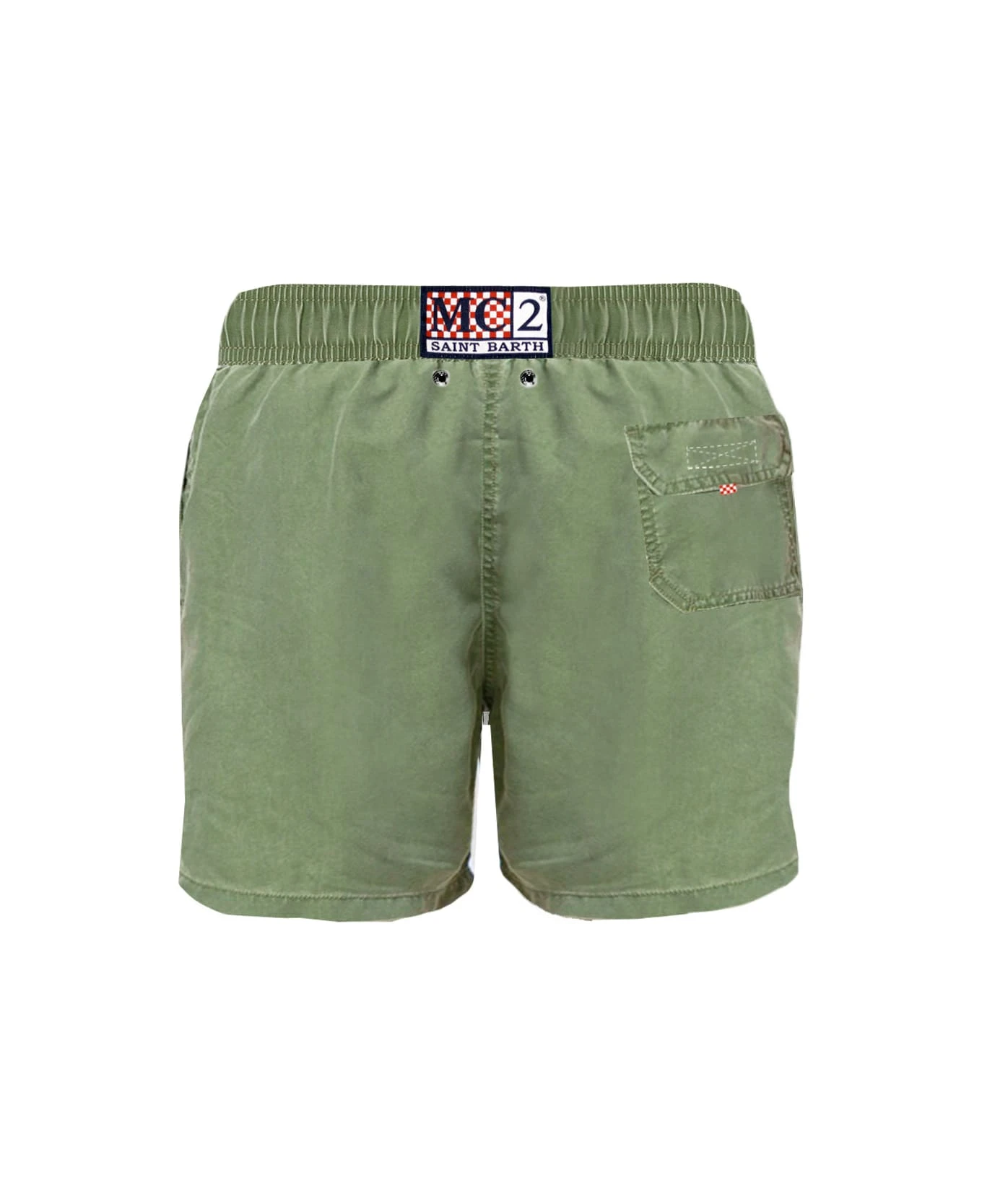 MC2 Saint Barth Military Green Delavè Man's Swim Shorts - Image 2