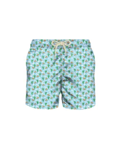 MC2 Saint Barth Man Light Fabric Swim Shorts With Cactus And Clouds Print