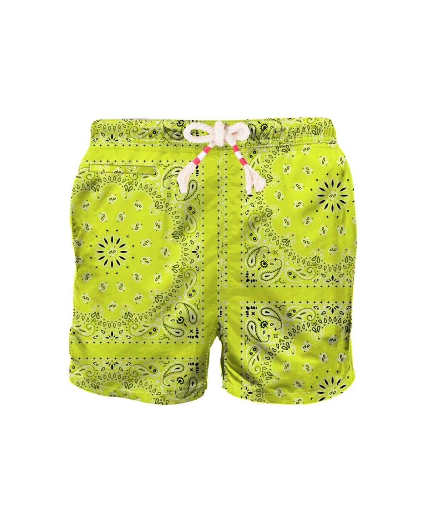 MC2 Saint Barth Man Swim Shorts With Fluo Yellow Bandanna Print