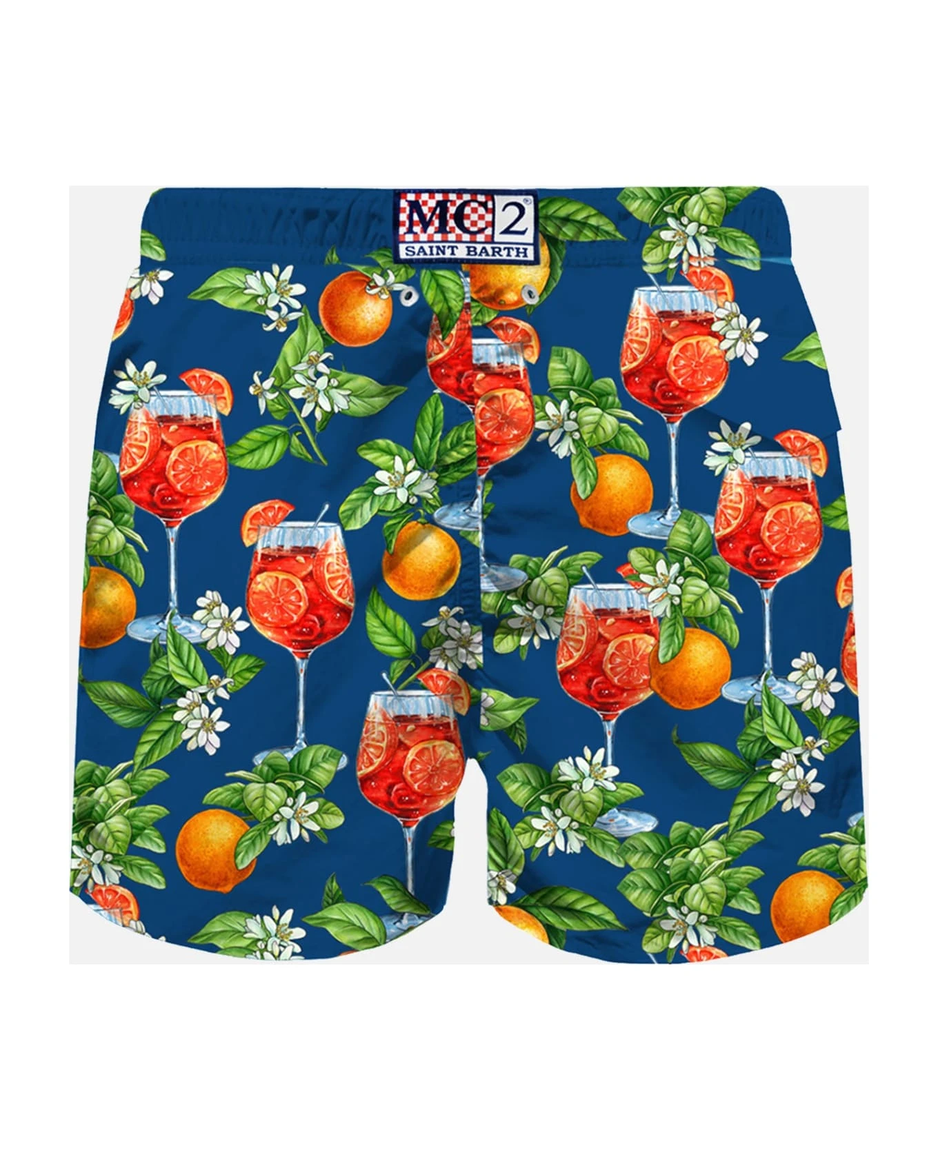 MC2 Saint Barth Man Light Fabric Swim Shorts With Cocktail Print - Image 2
