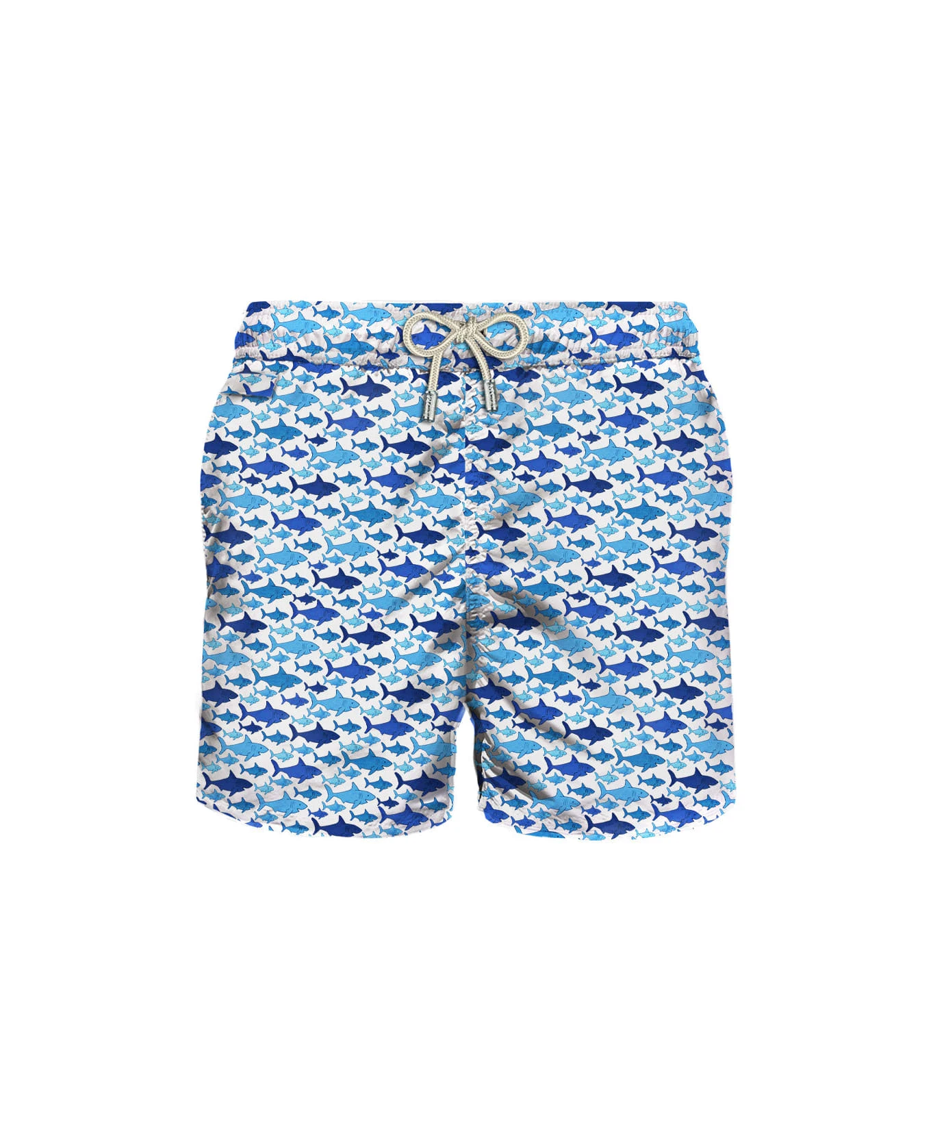 MC2 Saint Barth Man Light Fabric Swim Shorts With Shark Print