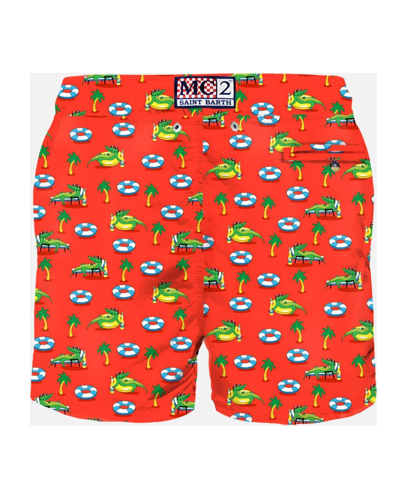 MC2 Saint Barth Man Light Fabric Swim Shorts With Crocodile Print - Image 2
