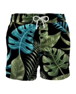 MC2 Saint Barth Multicolor Tropical Leaves Print Mid-length Swim Shorts