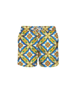 MC2 Saint Barth Light Fabric Man Swim Shorts Maiolica Print