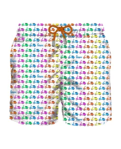 MC2 Saint Barth Man Light Fabric Swim Shorts With Vespa Print | Vespa© Special Edition